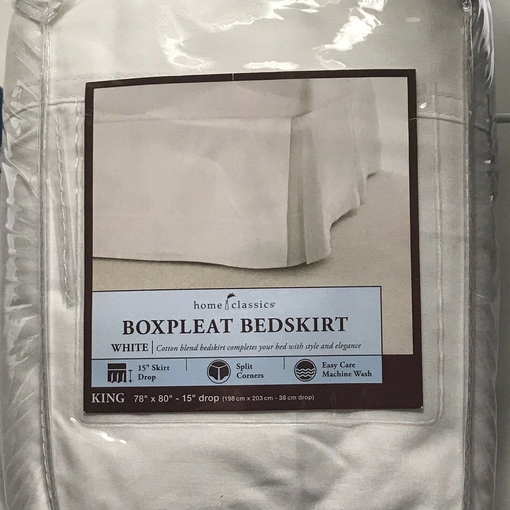 Home Classics® Boxpleat Bedskirt White King Split Corners NIP SOLD